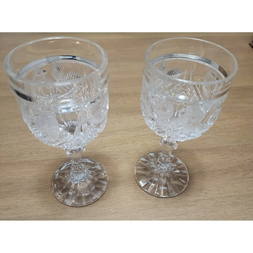 Hofbauer Byrdes Crystal Water Goblet - Birds - Made in Germany set of 2